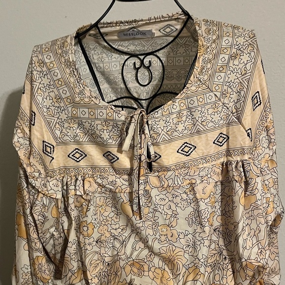 MISSLOOK BOHO GYPSY Sz XXL MULTI Color YELLOW FLORAL MAXI DRESS - Picture 5 of 10